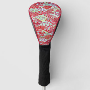Japanese Washi Art Red Floral Golf Head Cover