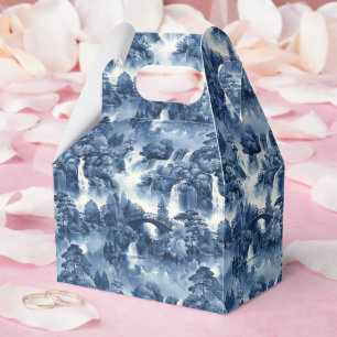 Japanese water garden in a blue white porcelain favour box