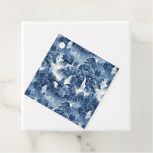 Japanese water garden in a blue white porcelain favour tags