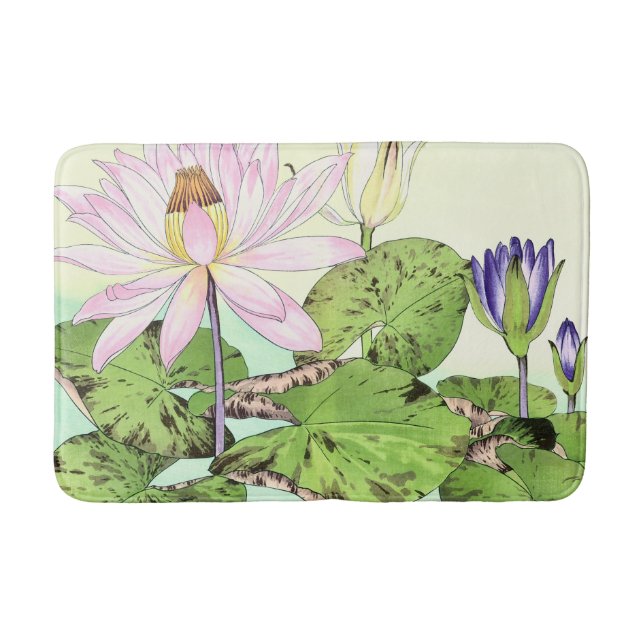 Japanese Water Lily Bloom Bath Mat (Front)