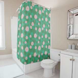 Japanese water lily pattern shower curtain