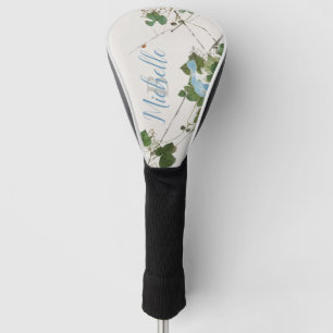 Japanese Watercolor Botanical Blue Flower Case-Mat Golf Head Cover