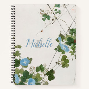 Japanese Watercolor Botanical Blue Flower Notebook
