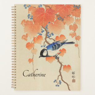 Japanese Watercolor Vintage Print With Bird Planner