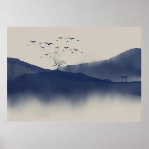 Japanese watercolour landscape    poster