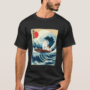 Japanese Wave Art Cat Surf Summer T-Shirt
