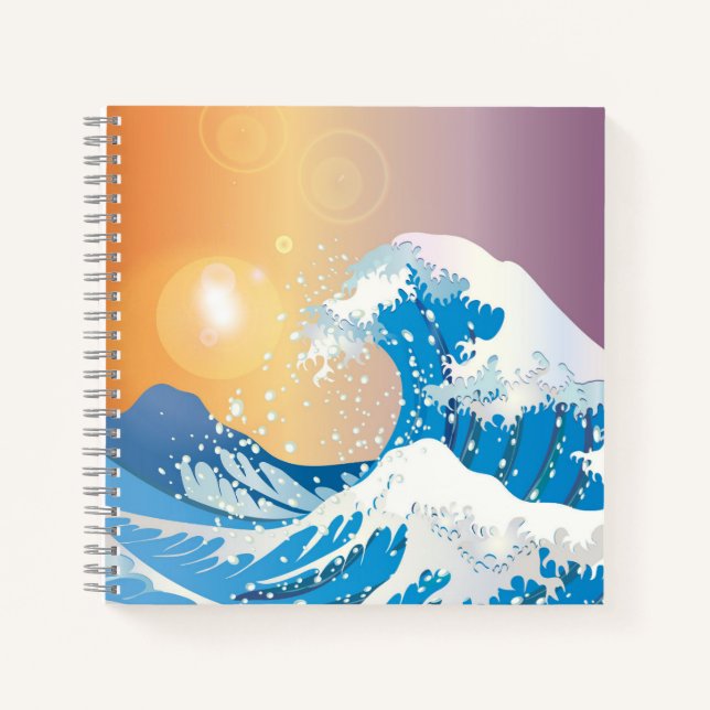 Japanese Wave Art Sunset Ocean Notebook (Front)