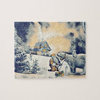 Japanese Wave Artwork Santa Claus Polar Bear Jigsaw Puzzle