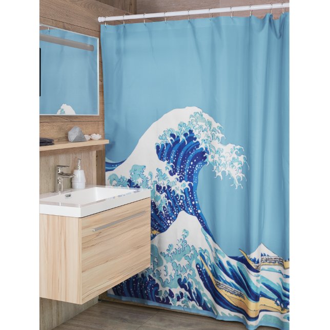 Japanese Wave Japandi Japan sea  Shower Curtain (Creator Uploaded)
