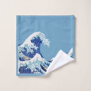 Japanese Wave Japandi Japan sea  Wash Cloth