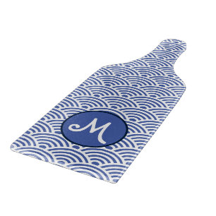 Japanese Wave Pattern and Monogram Cutting Board