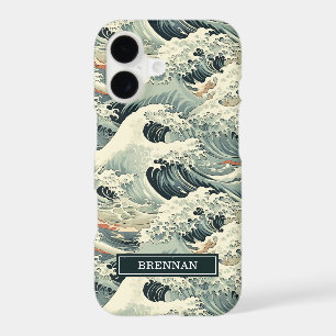 Japanese Wave Pattern Monogrammed