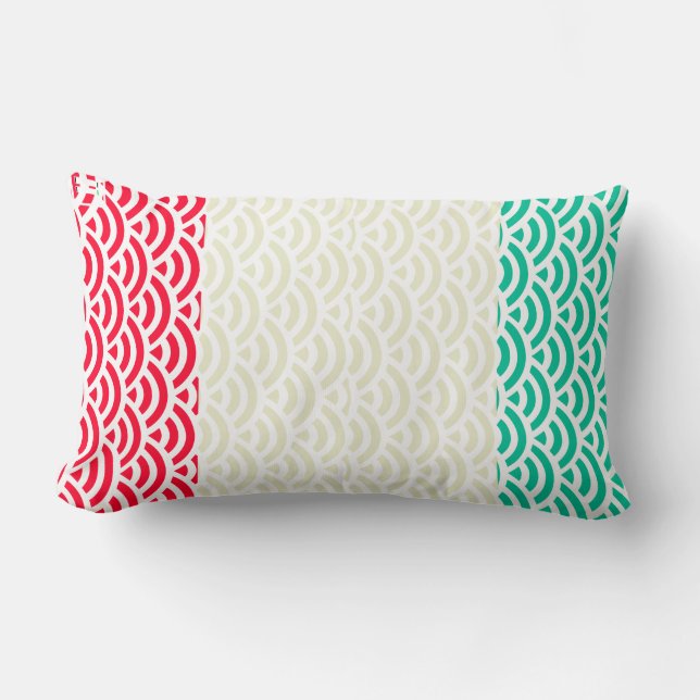 Japanese Wave Pattern Retro Colors 01 Lumbar Cushion (Front)