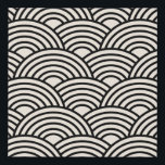 Japanese Wave Seigaiha Black And Cream White Faux Canvas Print<br><div class="desc">Japanese Seigaiha Wave Pattern – Black And Cream White.</div>