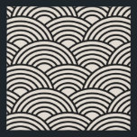 Japanese Wave Seigaiha Black And Cream White Faux Canvas Print<br><div class="desc">Japanese Seigaiha Wave Pattern – Black And Cream White.</div>