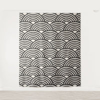 Japanese Wave Seigaiha Black And Cream White