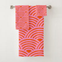 Japanese Wave Seigaiha Pattern Preppy Orange Pink