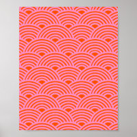 Japanese Wave Seigaiha Pattern Preppy Orange Pink