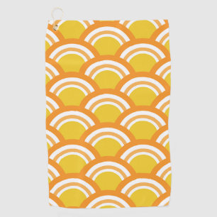 Japanese Wave Seigaiha  Pattern Yellow Orange  Golf Towel