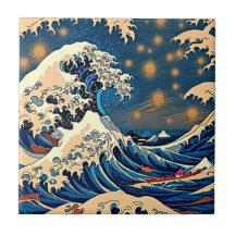 Japanese Wave Starry Sky Ceramic Art Tile