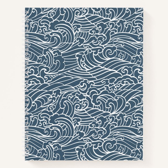 Japanese Wave Style Pattern Notebook (Front)