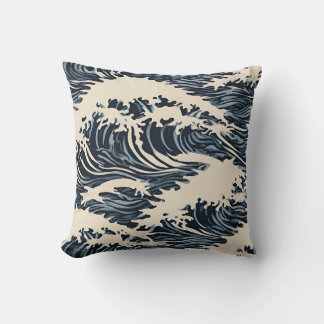 Japanese Wave Throw Cushion