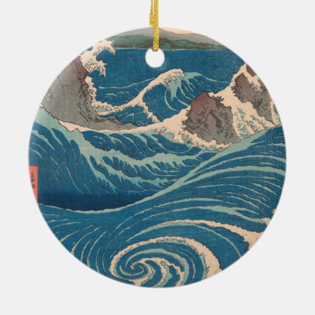 Japanese Waves Naruto Whirlpool Artwork Ceramic Tree Decoration (Back)