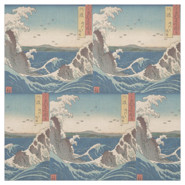 Japanese Waves Naruto Whirlpool Artwork Fabric (Swatch)