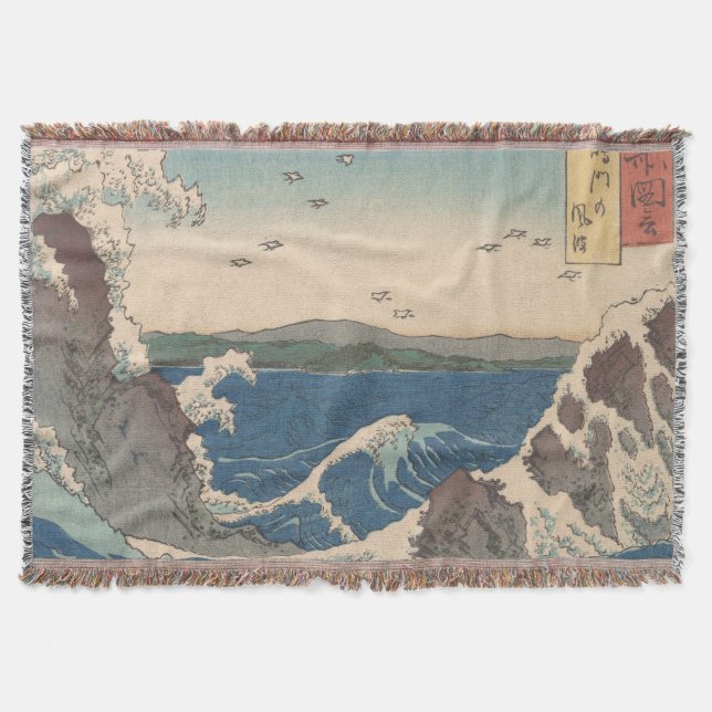 Japanese Waves Naruto Whirlpool Artwork Throw Blanket (Front)
