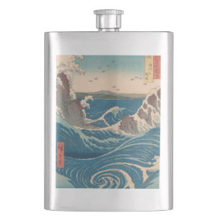 Japanese Waves Naruto Whirlpool Ocean Artwork Hip Flask