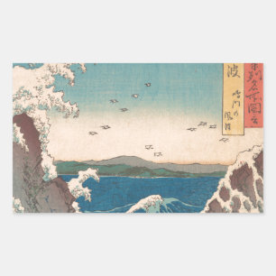 Japanese Waves Naruto Whirlpool Ocean Artwork Rectangular Sticker