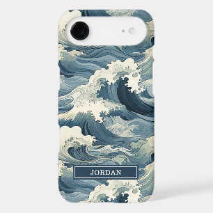 Japanese Waves Pattern Monogrammed