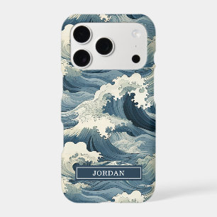 Japanese Waves Pattern Monogrammed
