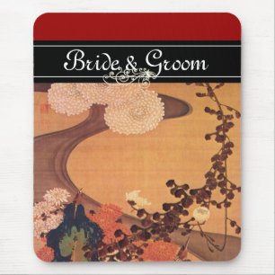 Japanese Wedding Chrysanthemums by a stream Mouse Pad