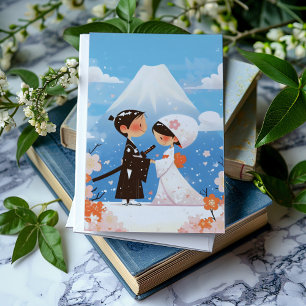Japanese Wedding Cute Couple Invitation