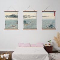 Japanese Whirlpools Landscape Triptych ukiyo e