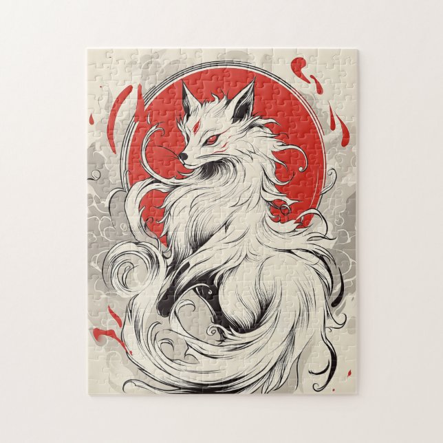 Japanese White Kitsune fox Jigsaw Puzzle (Vertical)