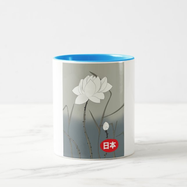 Japanese White Rose Two-Tone Coffee Mug (Center)
