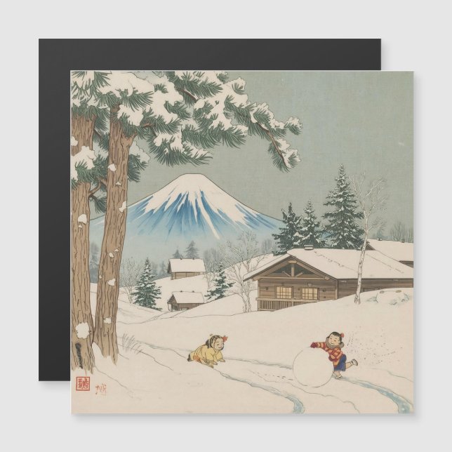 Japanese  winter  landscape - magnetic card (Front/Back)