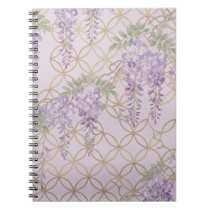 Japanese Wisteria & Shippo Kimono Floral Notebook