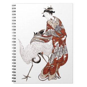 Japanese woman and crane (18th century) notebook