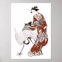Japanese woman and crane (18th century)