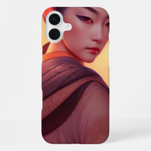 Japanese Woman at Sunset Fantasy AI Art iPhone 16 Plus Case