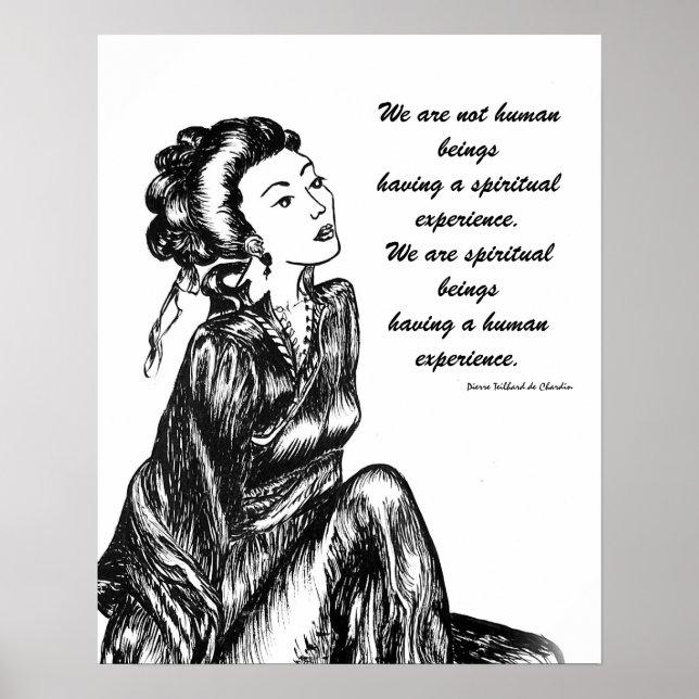 Japanese woman geisha drawing pen and ink poster (Front)