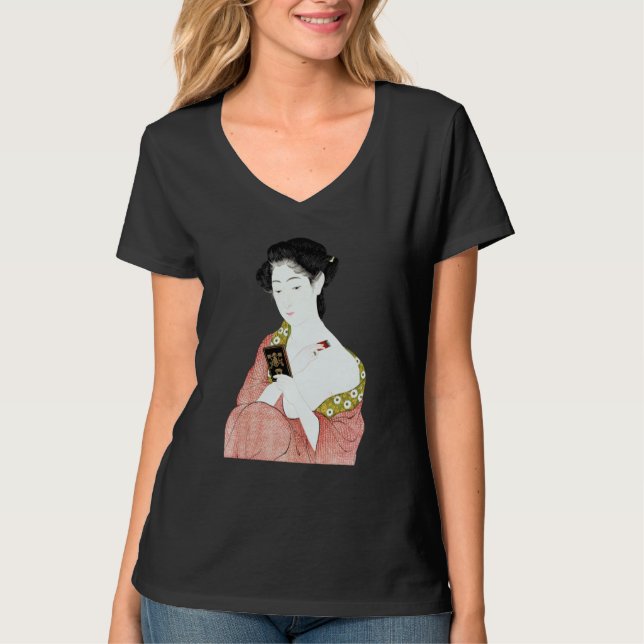 Japanese Woman Geisha Shin hanga Ukiyo e Japanese  T-Shirt (Front)