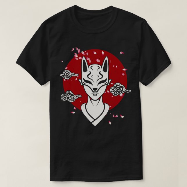 Japanese Woman Oni Mask Manga T-Shirt (Design Front)