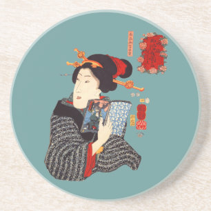Japanese Woman Reading 2 Coaster