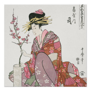 Japanese woman vintage Painting art woodblock prin Poster