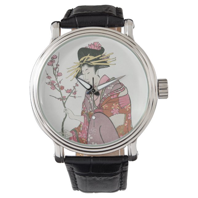 Japanese woman vintage Painting art woodblock prin Watch (Front)