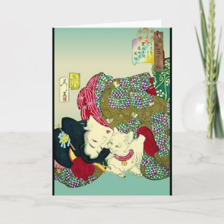 Japanese Women and Cat Card